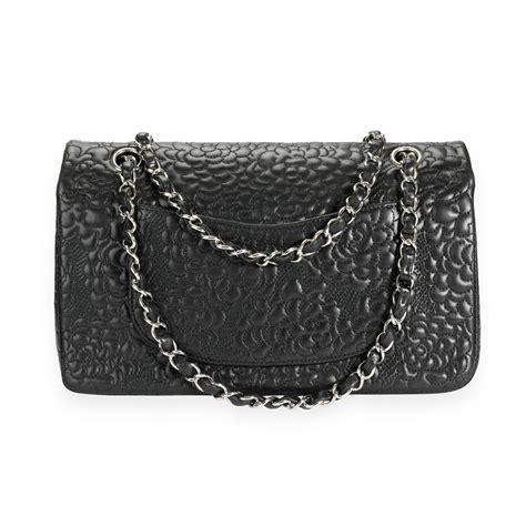 chanel camellia embossed lambskin bag black|Chanel Lambskin Camellia .